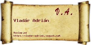 Vladár Adrián névjegykártya
